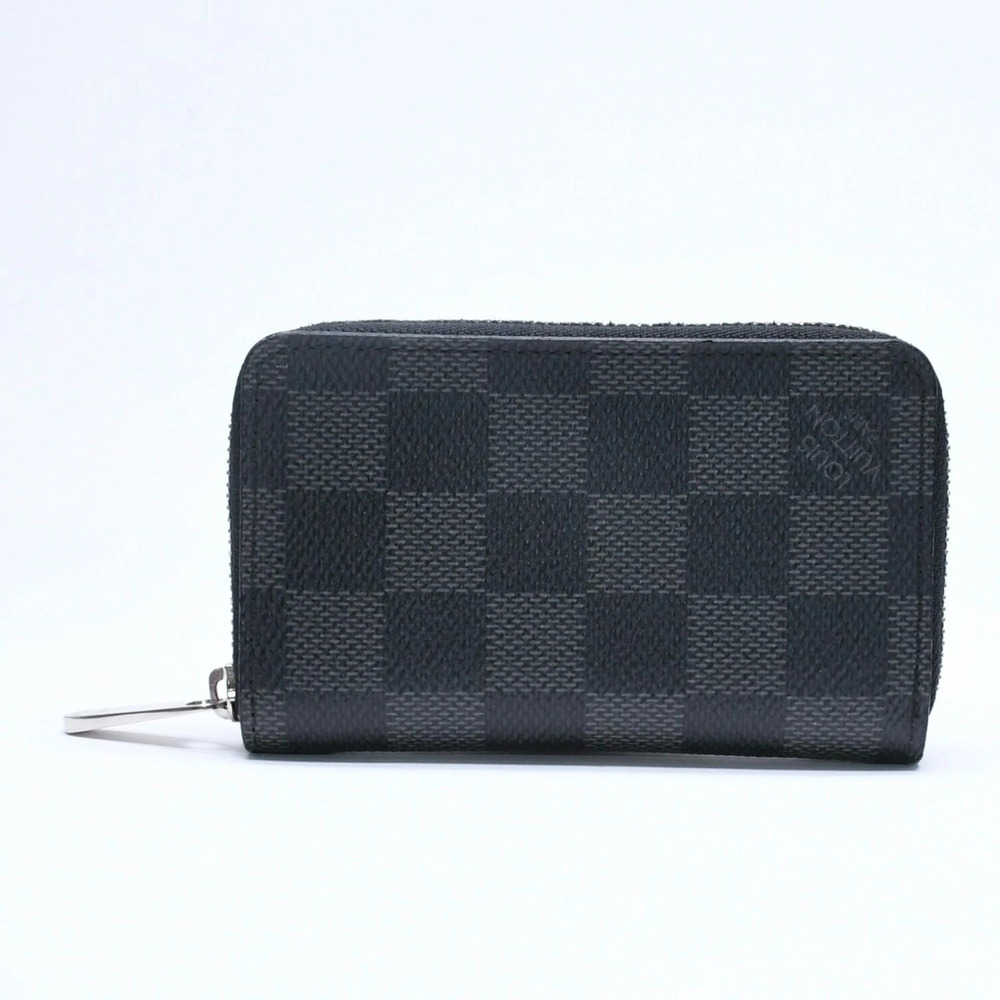 LOUIS VUITTON Zippy Coin wallet case card black Damier Graphite Black